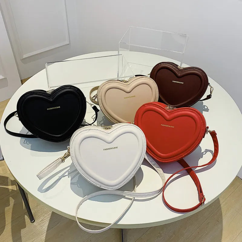 Sacs à bandoulière en forme de cœur pour femmes, sacs à bandoulière en cuir Pu solide, sacs à main de mode
