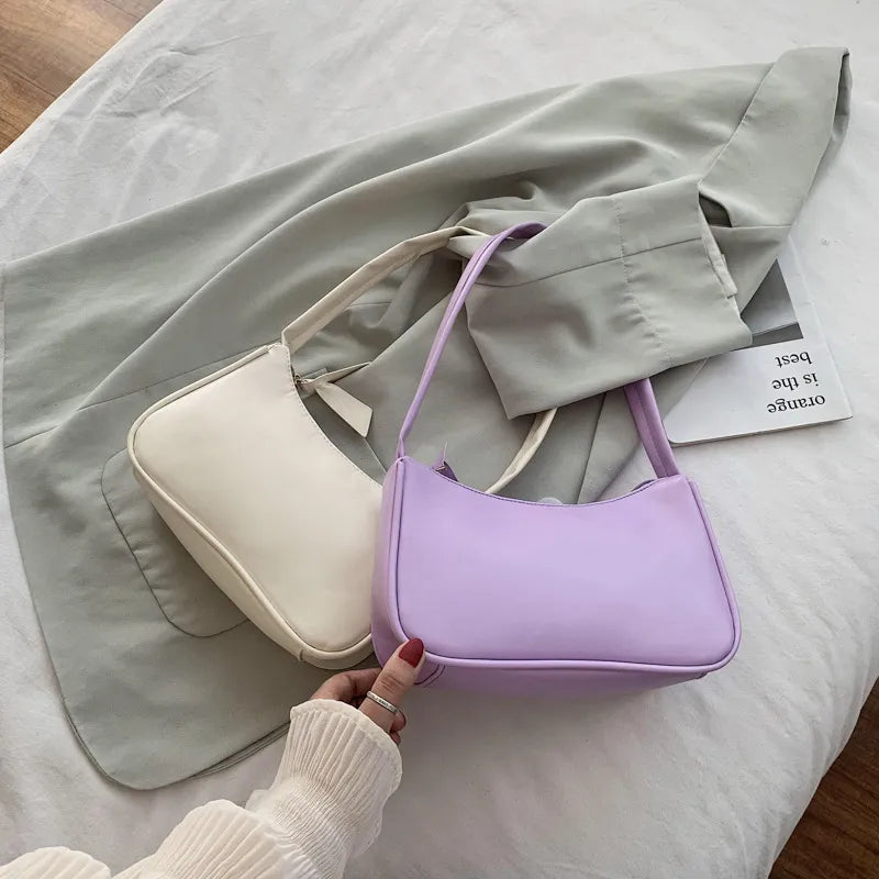 Sac à bandoulière en cuir PU souple pour femmes, sac sous les bras violet rétro couleur unie, sac à main Design de mode, petits sacs à bandoulière pour filles